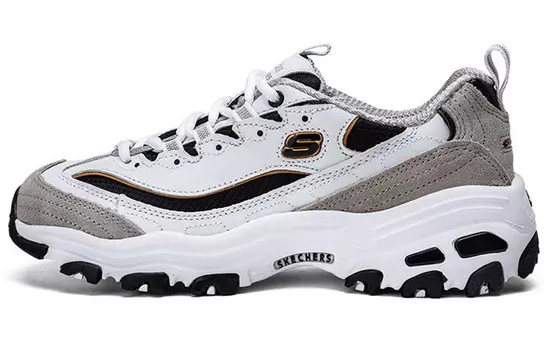 Кроссовки женские толстые низкие белые/светло-серые/черные/золотые Skechers