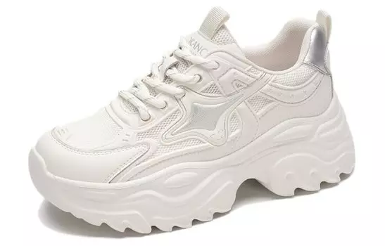 Кроссовки женские толстые низкие белый серебряный Aokang