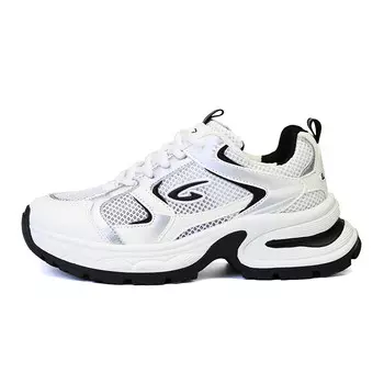 Кроссовки женские толстые низкие белый/серебряный Deerway