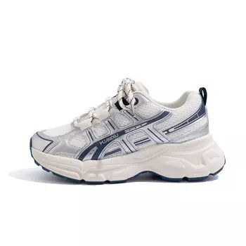 Кроссовки женские толстые низкие белый серебряный Huanqiu