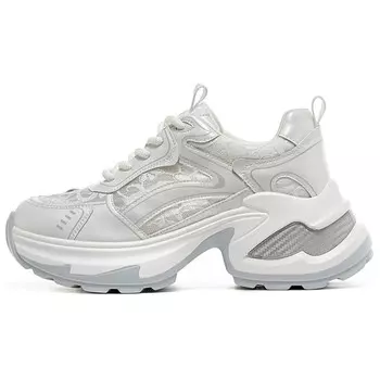 Кроссовки женские толстые низкие белый/серебряный Josiny