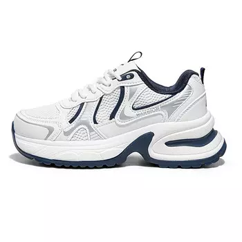 Кроссовки женские толстые низкие белый сине-серый Warrior