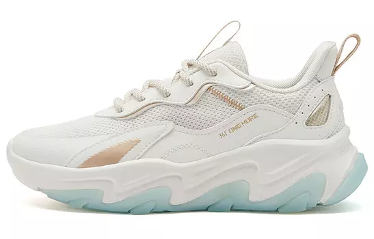 Кроссовки женские толстые низкие белый/золотой 361°