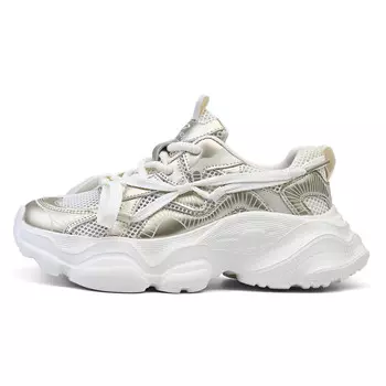 Кроссовки женские толстые низкие белый/золотой Deerway