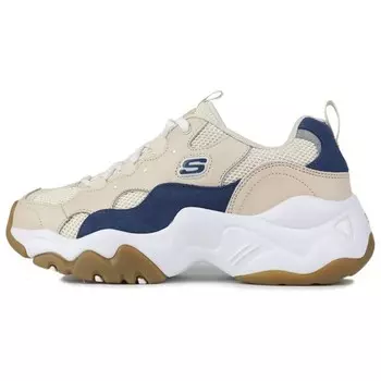 Кроссовки женские толстые низкие бежевые/белые Skechers