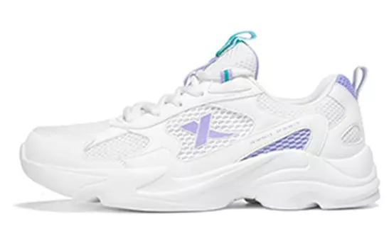 Кроссовки женские толстые низкие бежевые/фиолетовые Xtep