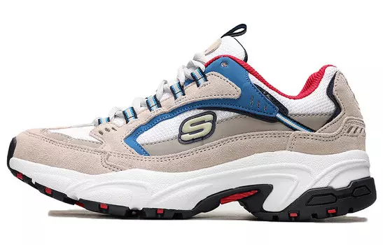 Кроссовки женские толстые низкие бежевые/синие Skechers