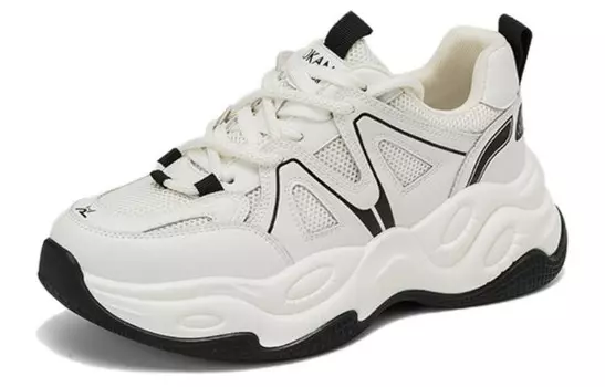 Кроссовки женские толстые низкие бежевый/белый Aokang