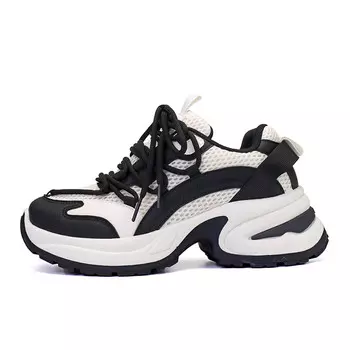 Кроссовки женские толстые низкие бежевый/черный Deerway