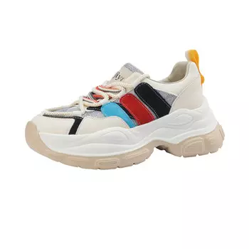 Кроссовки женские толстые низкие бежевый/черный Safiya