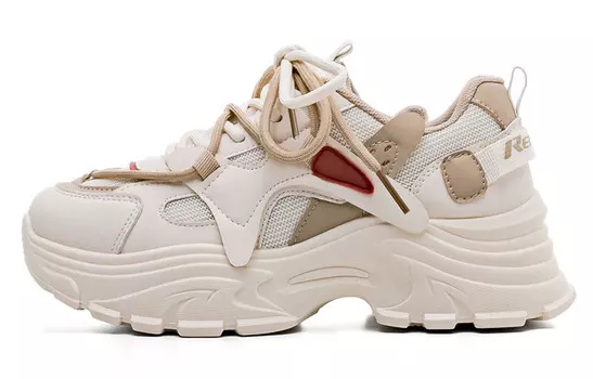 Кроссовки женские толстые низкие бежевый/кофейные Renben