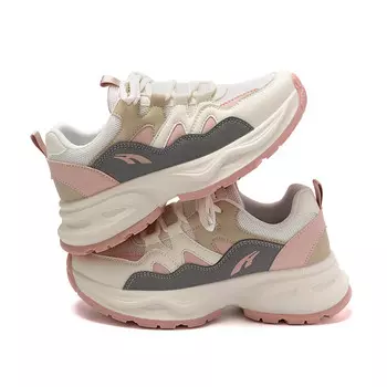 Кроссовки женские толстые низкие бежевый/розовый Huanqiu