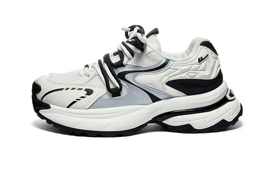 Кроссовки женские толстые низкие бежевый/серый/черный Warrior