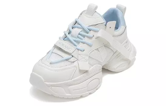 Кроссовки женские толстые низкие бежевый/синий Aokang