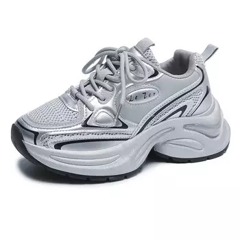 Кроссовки женские толстые низкие Bingo Duck, серебряный