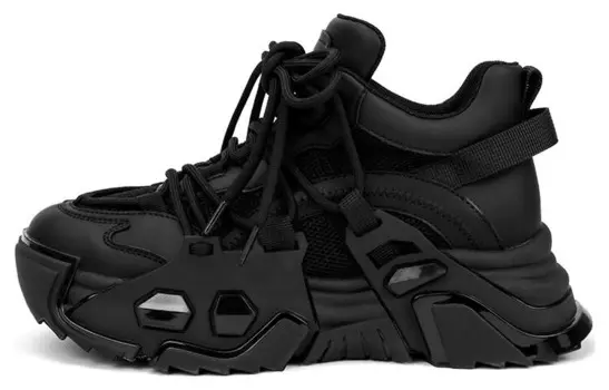 Кроссовки женские толстые низкие Boerdiqi, цвет Black (breathable thick mesh)