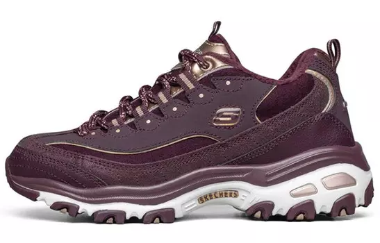 Кроссовки женские толстые низкие бордовые Skechers