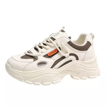 Кроссовки женские толстые низкие Bull Charm, бежевый/коричневый