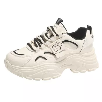 Кроссовки женские толстые низкие Bull Charm, бежевый/черный