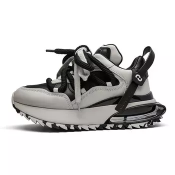 Кроссовки женские толстые низкие Cai Chi, цвет Gray with black