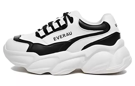 Кроссовки женские толстые низкие черные/белые Everau