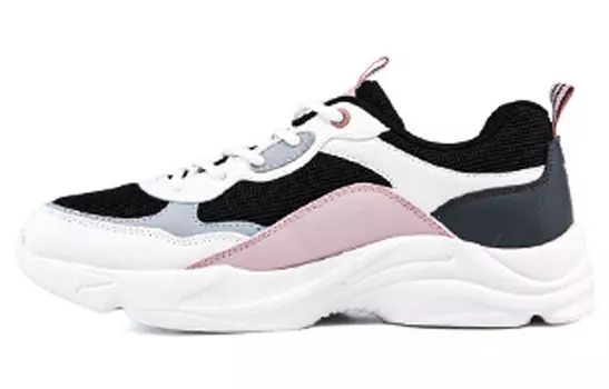 Кроссовки женские толстые низкие черные розовые рисовые Xtep