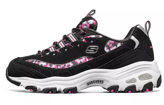 Кроссовки женские толстые низкие черные серебристые Skechers