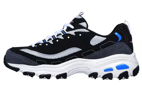 Кроссовки женские толстые низкие черные/синие Skechers