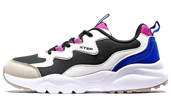 Кроссовки женские толстые низкие черные/синие Xtep