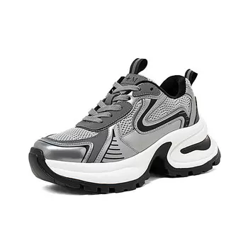 Кроссовки женские толстые низкие Comely, серебряный/серый