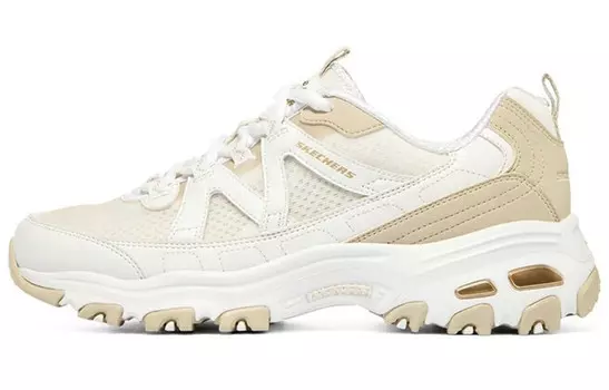 Кроссовки женские толстые низкие цвета хаки/белые Skechers