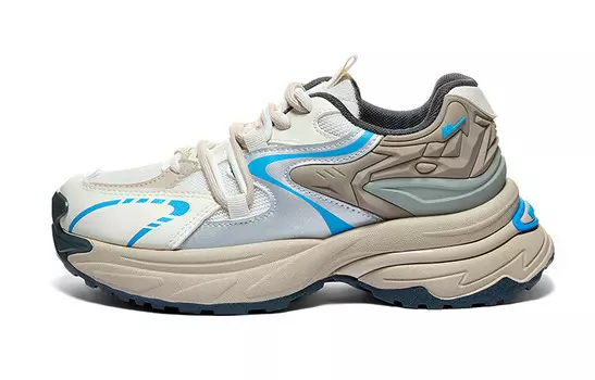 Кроссовки женские толстые низкие цвета хаки/синий Warrior