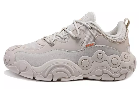 Кроссовки женские толстые низкие цвета слоновой кости и желтого цвета Peak