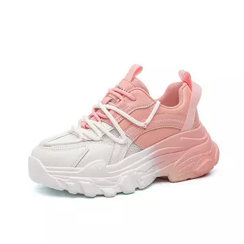 Кроссовки женские толстые низкие Daphne, белый/розовый