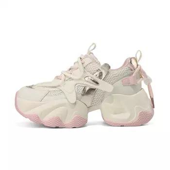 Кроссовки женские толстые низкие Daphne, бежевый/розовый