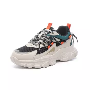 Кроссовки женские толстые низкие Daphne, черный/зеленый