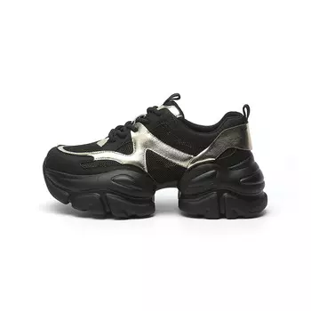 Кроссовки женские толстые низкие Daphne, цвет Black/Gold