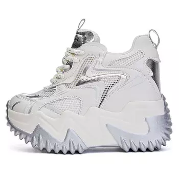 Кроссовки женские толстые низкие Egger Bird, бежевый/серебряный