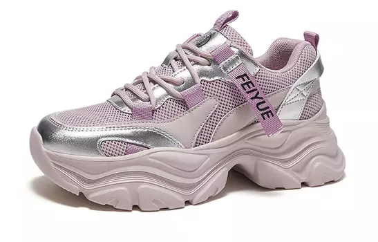 Кроссовки женские толстые низкие Feiyue, цвет Black/Gold