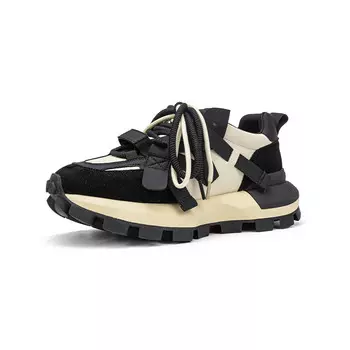 Кроссовки женские толстые низкие Help, цвет Black/Beige