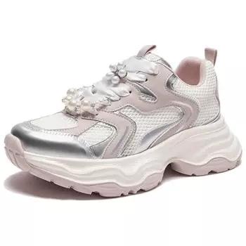 Кроссовки женские толстые низкие Hotwind, бежевый/розовый