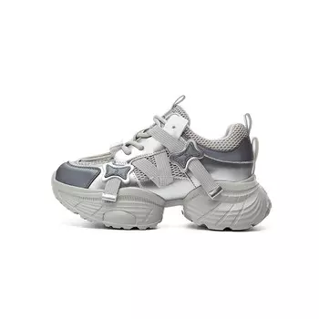 Кроссовки женские толстые низкие Jin Baichuan, серебряный