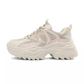 Кроссовки женские толстые низкие Josiny, бежевый/красный