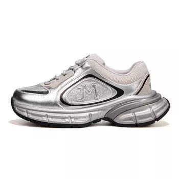 Кроссовки женские толстые низкие Joy&Mario, серебряный