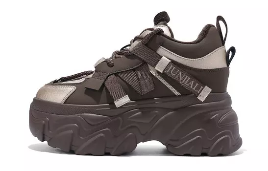 Кроссовки женские толстые низкие Junjali, цвет Brown Fleece-lined