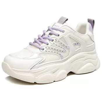 Кроссовки женские толстые низкие Kangnai, белый/фиолетовый