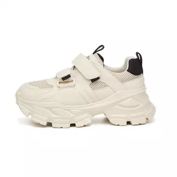 Кроссовки женские толстые низкие Kekafu, бежевый/черный