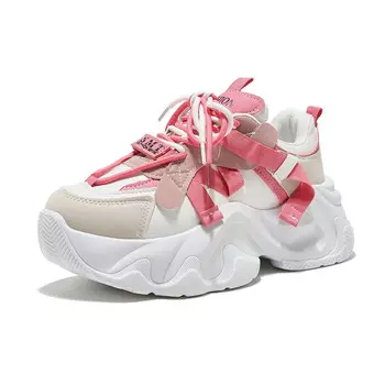 Кроссовки женские толстые низкие Komanic, розовый