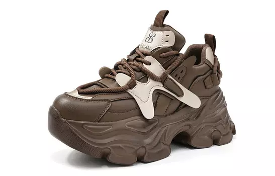 Кроссовки женские толстые низкие коричневый Eblan