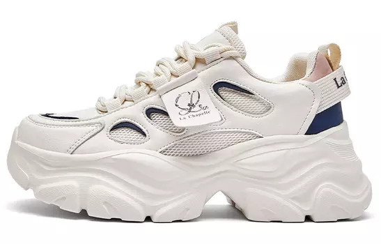 Кроссовки женские толстые низкие La Chapelle, бежевый/хаки